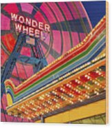 Wonder Wheel At Coney Island Wood Print