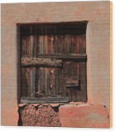 Wooden Shutters In Adobe House Wood Print