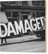 Workmen Hauling Damaged Sign Walker Evans Photo New York City 1930 Color Added 2008 Wood Print