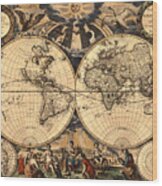 World Map 1666 Wood Print