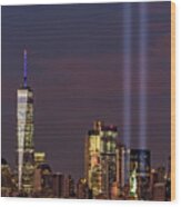 World Trade Center Wtc Tribute In Light Memorial Ii Wood Print