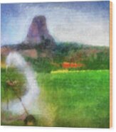 Wyoming August Farming Watering The Fields By Devils Tower Pa 03 Wood Print