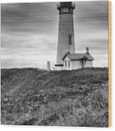 Yaquina Head Lighthouse - Monochrome Wood Print