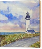 Yaquina Head Lighthouse - Springtime Wood Print