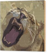 Yawning Lioness Wood Print