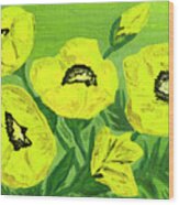 Yellow Poppies, Oil Painting Wood Print