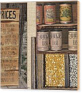 Yesteryear Groceries Wood Print