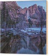 Yosemite Falls At Early  Dawn Wood Print