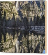 Yosemite Falls Reflection Wood Print