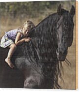 Young Rider Wood Print