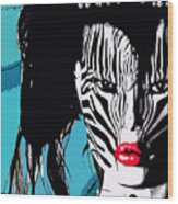 Zebra Girl Pop Art Wood Print