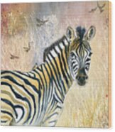Zebra In Rainbow Savanna Wood Print
