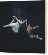2 Ballet Dancers Underwater #1 Wood Print