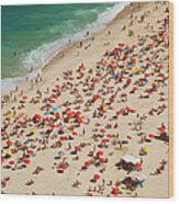 Aerial View Of Leblon Beach In Rio De Wood Print
