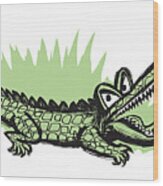 Alligator With Open Mouth #1 Wood Print