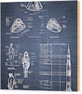 Apollo Saturn V Command Module Blueprint in High Resolution - dark blue