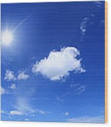 Blue Sky And Sun - Panorama #1 Wood Print