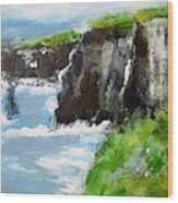 Cliffs Of Moher Painting Ireland #1 Wood Print