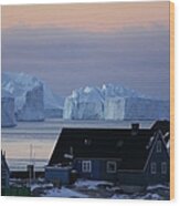 Colourful Houses And Blue Icebergs In #1 Wood Print