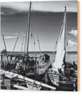 Dhow Boats Stone Town Port Zanzibar Wood Print