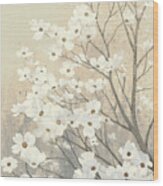 Dogwood Blossoms Ii Neutral #1 Wood Print