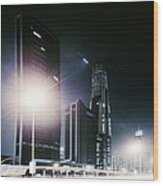 Dubai City Nightshot With Skyline #1 Wood Print
