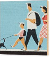 Family With Dog #1 Wood Print