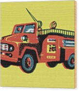 Fire Truck #1 Wood Print