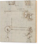 Folio F 8r. Codex Madrid I -ms. 8937- 'treaty Of Statics And Mechanics', 192 Folios With 384 Page... #1 Wood Print
