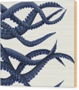 Giant Octopus Blue Triptych C #1 Wood Print