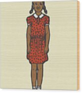 Girl Wearing A Red Dress #1 Wood Print