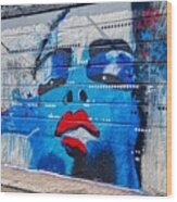 Graffiti Art Painting Of Blue Woman #1 Wood Print