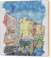 Italy #watercolor #sketch #italy #house #1 Wood Print