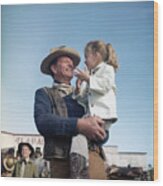 John Wayne And Daughter Aissa On Movie #1 Wood Print