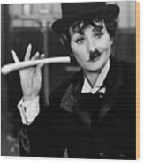 Lucille Ball Dressed As Charlie Chaplin Wood Print