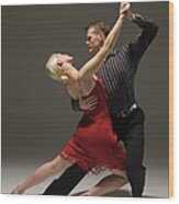 Man And Woman Dancing Tango #1 Wood Print
