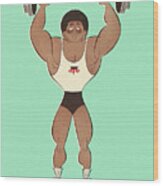Muscular Man Lifting Weights #1 Wood Print