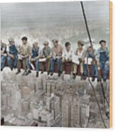 New York Construction Workers Lunching #1 Wood Print