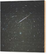 Optical Image Of A Leonid Meteor And Star Trails #1 Wood Print