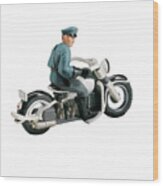Policeman On Motorcycle #1 Wood Print