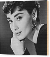 Portrait Of Audrey Hepburn #1 Wood Print