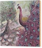 Purple Peacock Wood Print