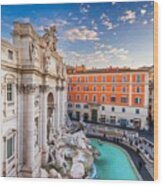 Rome, Italy Overlooking Trevi Fountain #1 Wood Print