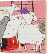 Rounding Up The Sheep 2 - Pink Wood Print