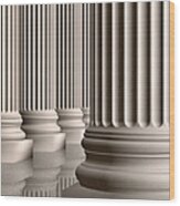 Rows Of Ionic Marble Columns #1 Wood Print