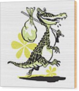Runaway Alligator #1 Wood Print