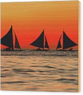 Sailing At Sunset #1 Wood Print
