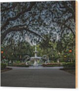 16 X 9 Savannah's Forsyth Park Fountain Wood Print