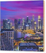 Singapore Financial District Skyline #1 Wood Print