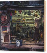 The Bike Repairman #1 Wood Print